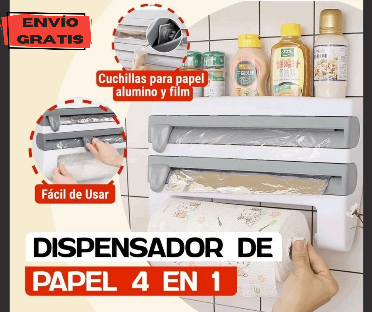 Dispensador De Papel Cocina 4 En 1